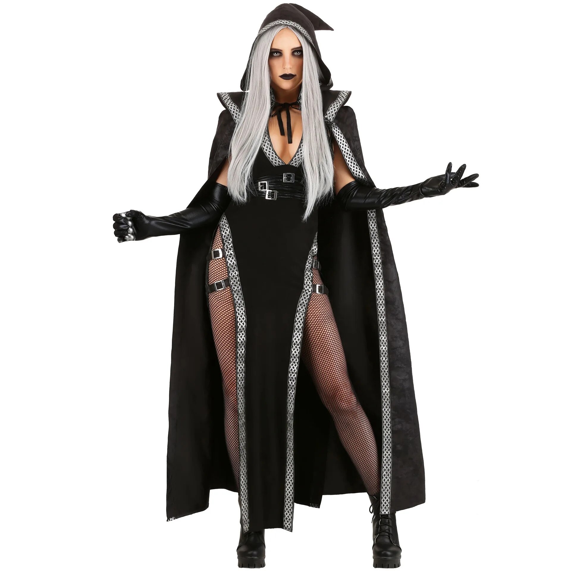 [Wetrose] In Stock Dark Witch Cosplay Costume Halloween Wizard Black Magic Sorcerer For Woman Full Set Game Style