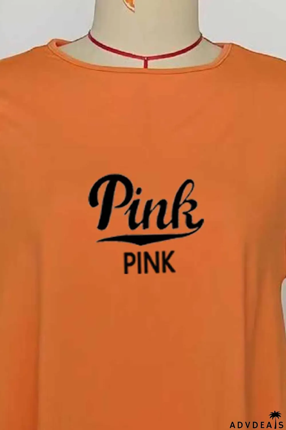 Orange Casual Print Letter O Neck Sleeveless Two Pieces