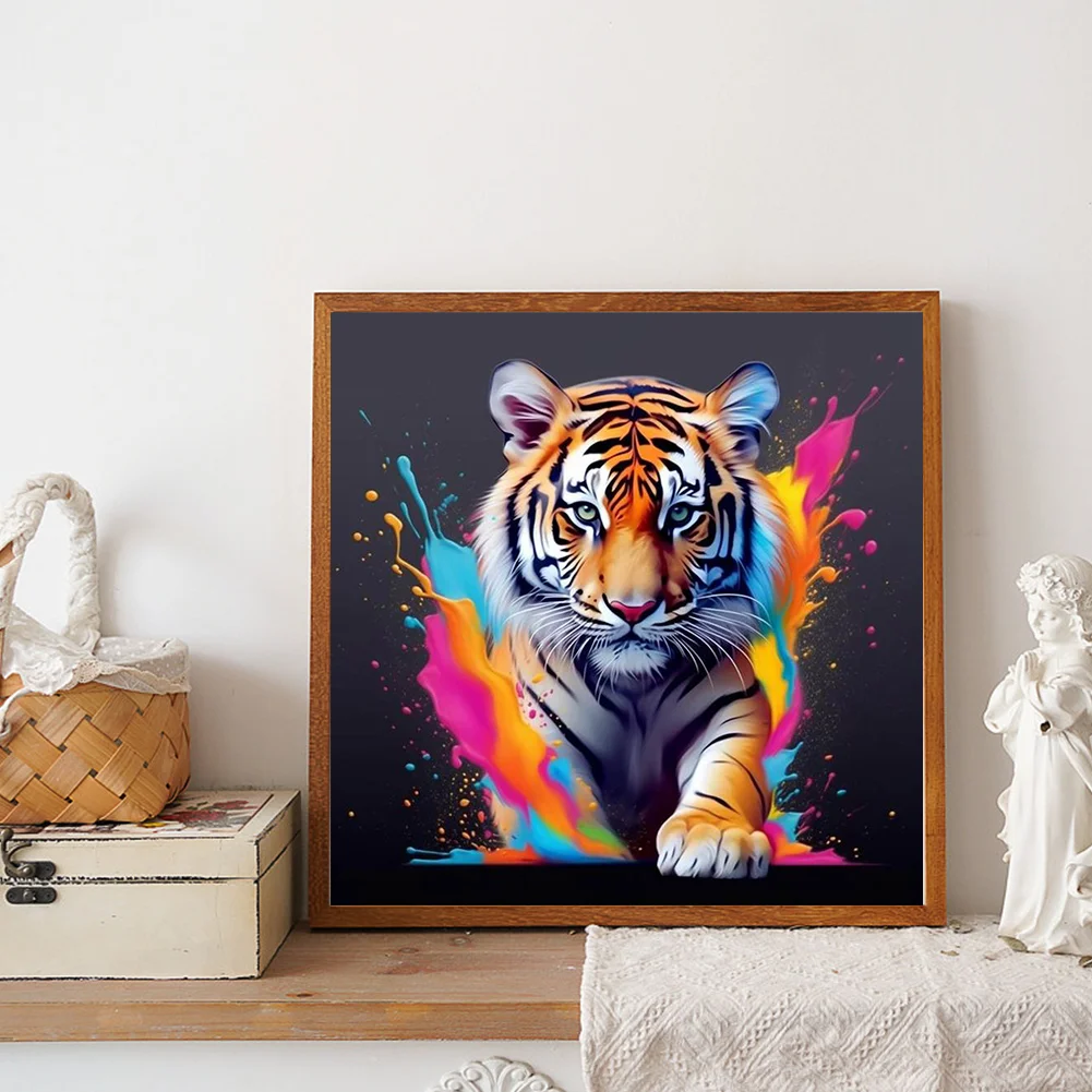 Diamond Painting - Full Round Drill - Colorful Tiger(Canvas|30*30cm)