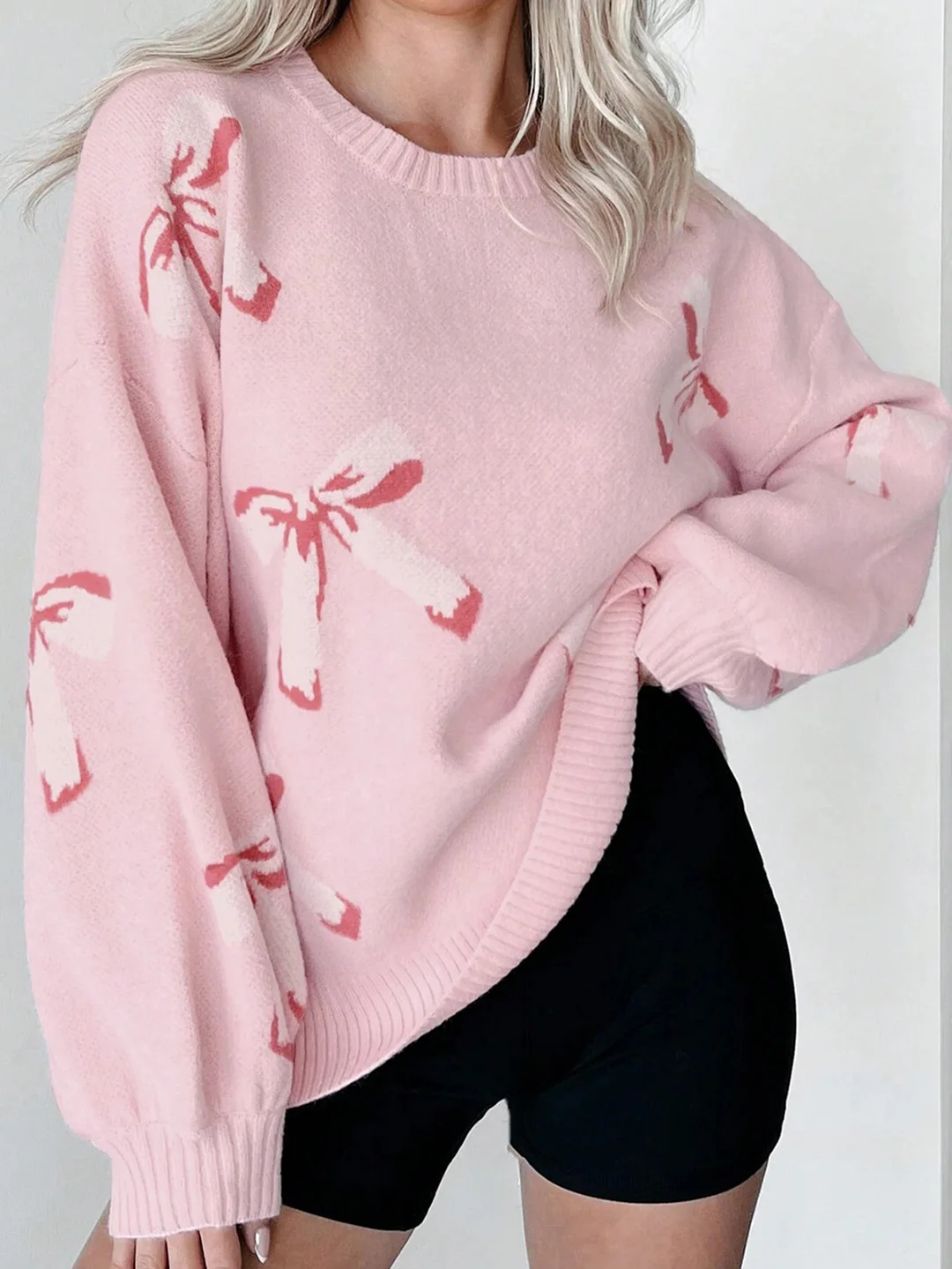 Nigikala Nigikala And Winter Women's Explosive Bow Bows Languid Loose Knitting Shirt