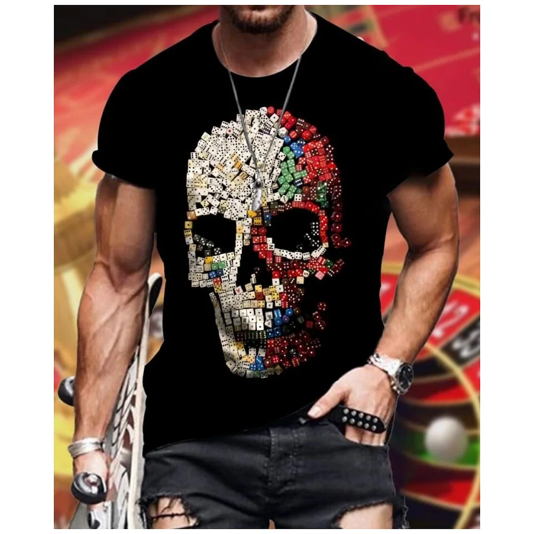 Men's Hell Skull Art Print Short Sleeve T-shirt / [viawink] /