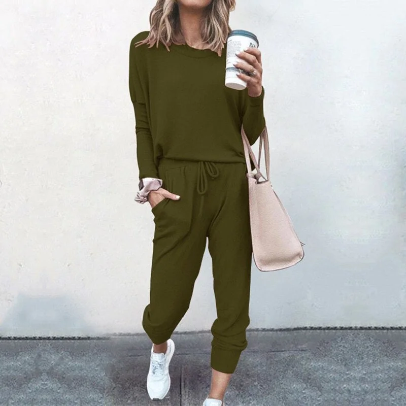 Autumn Winter 2020 New Women's Print Leisure Two Piece Suit Home Loose Sports Fashion Leisure Suit Fashion Top And Pants S-3XL