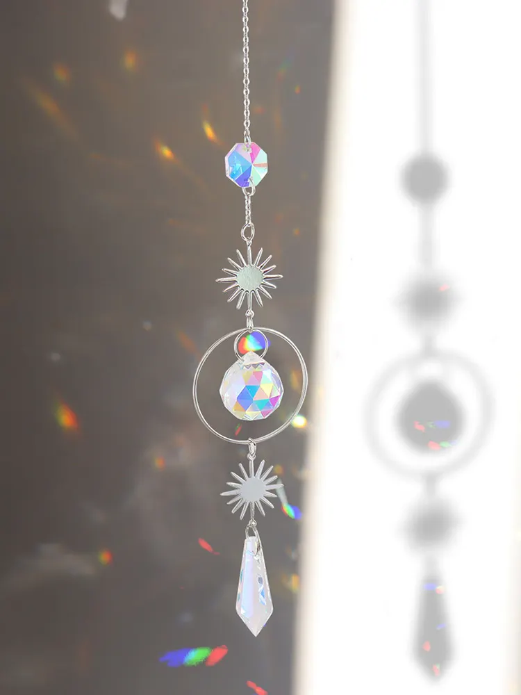 Crystal Wind Chime Pendant Lighting Ball Hanging Garden Window Home Decor