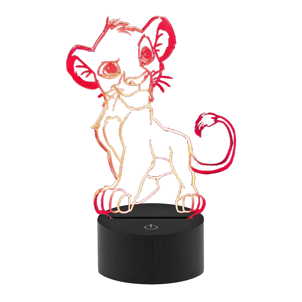 

Cartoon Lion 3D LED Acrylic Touch Remote Control-3D Night Light, 501 Original