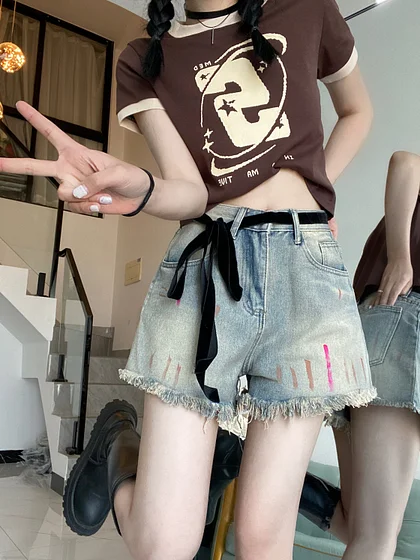 Efenbei 2025 Summer Spring New Cute Shorts Women's Jeans Y2K Streetwear Fashion Shorts Pants for Women American Vintage Jeans