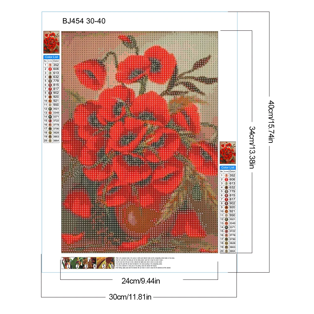 2pcs Diamond Painting - Full Round Drill - Poppy(Canvas|30*40cm)