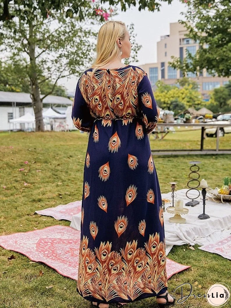 Elegant Loose Long Sleeve Plus Dresses