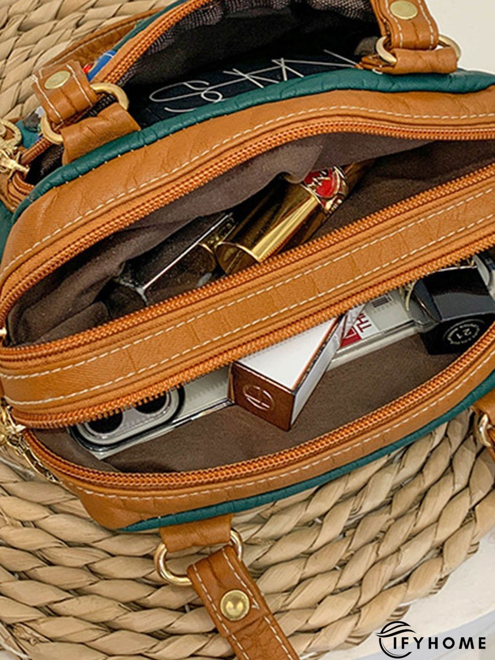 Retro Ethnic Style Mosaic Rhinestone Zipper Messenger Bag | IFYHOME