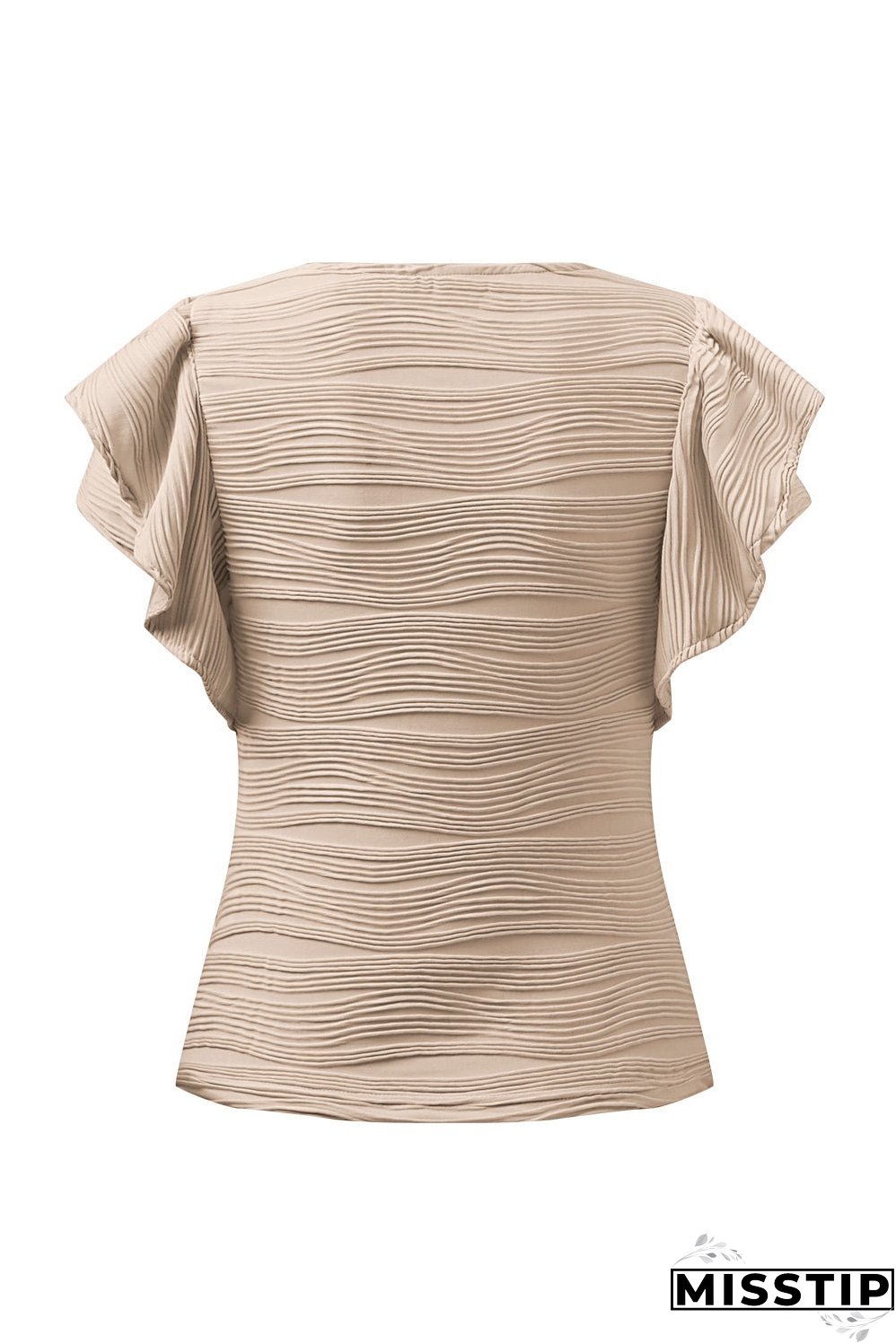 Textured Round Neck Cap Sleeve Top
