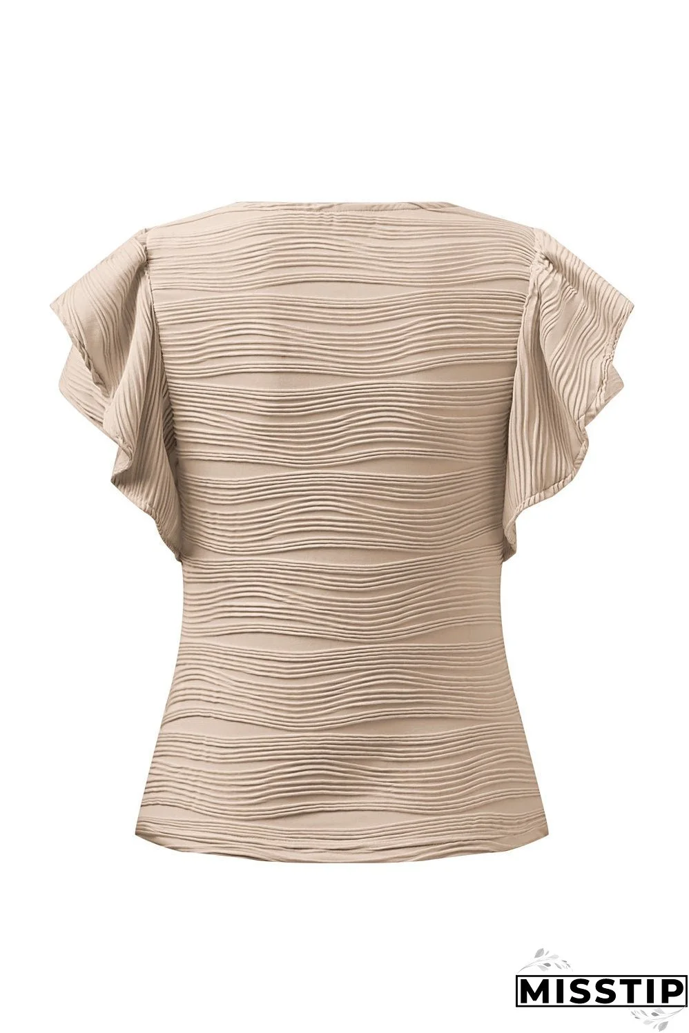 Textured Round Neck Cap Sleeve Top