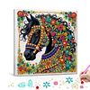 Schwarz-Gold-strukturiertes Mandala-Pferd speziell geformte 5D-DIY-Teilbohrer-Diamanten-Punkte, Edelstein-Kunst-Kits mit Rahmen, Diamanten-Gem&auml;lde, Ed