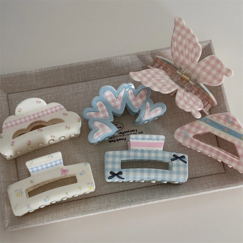 Women’s Cute Sweet Korean Style Color Block Heart Shape Arylic Hair Claws