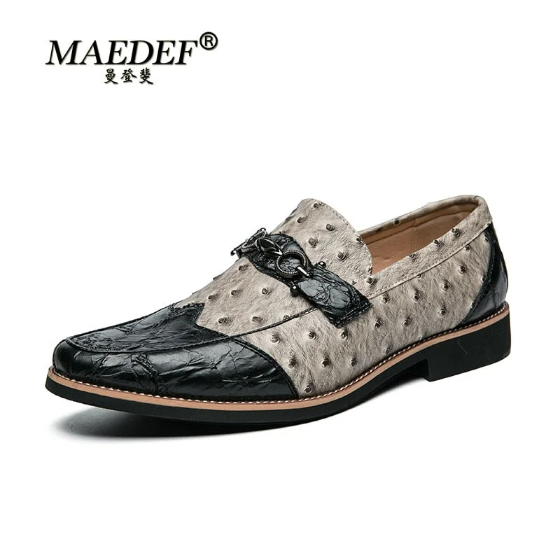 MAEDEF New Leather Shoes Men's Business Dress Shoes British Shoes Vintage Classic Male Casual Loafers Shoes