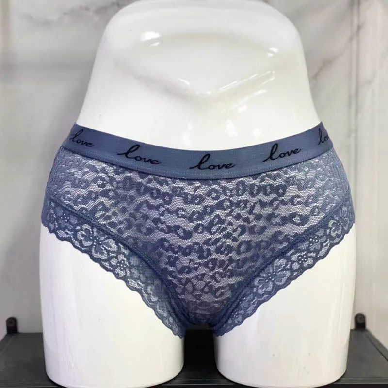 CINOON Fashion Women Sexy Lace Panties Low-waist Underwear Female G String Transparent Lingerie LOVE Letter Embroidery Intimates