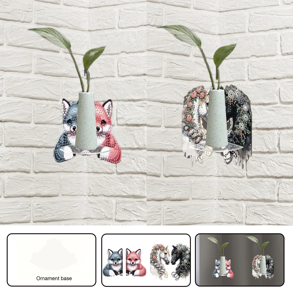 2pcs 2D Flat DIY Diamond Art Pendant DIY Home Decor Hanging Charm Decor (Horse)