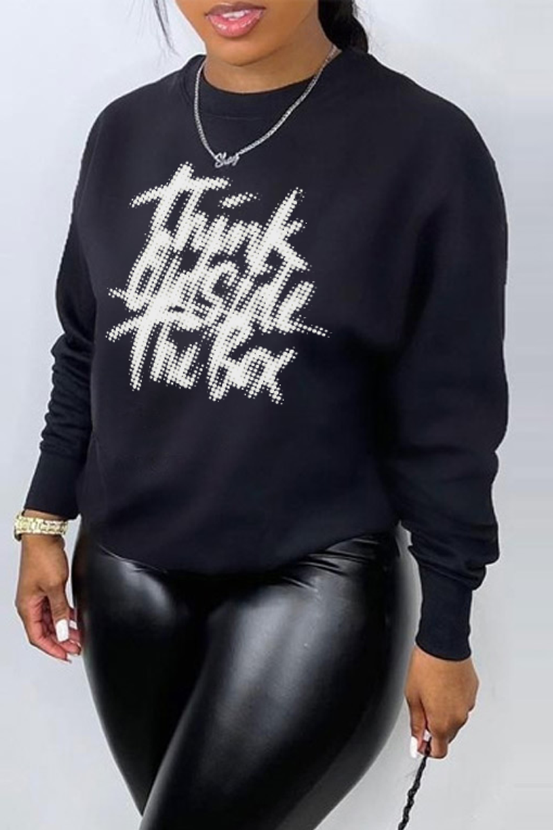 Casual Print Patchwork O Neck Tops