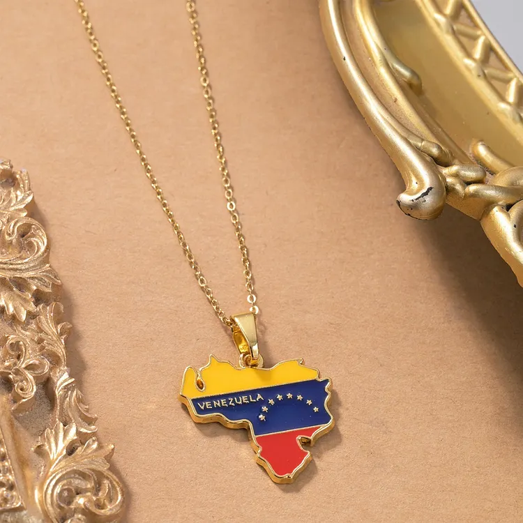 Venezuela Map And Flag Inspired Necklace