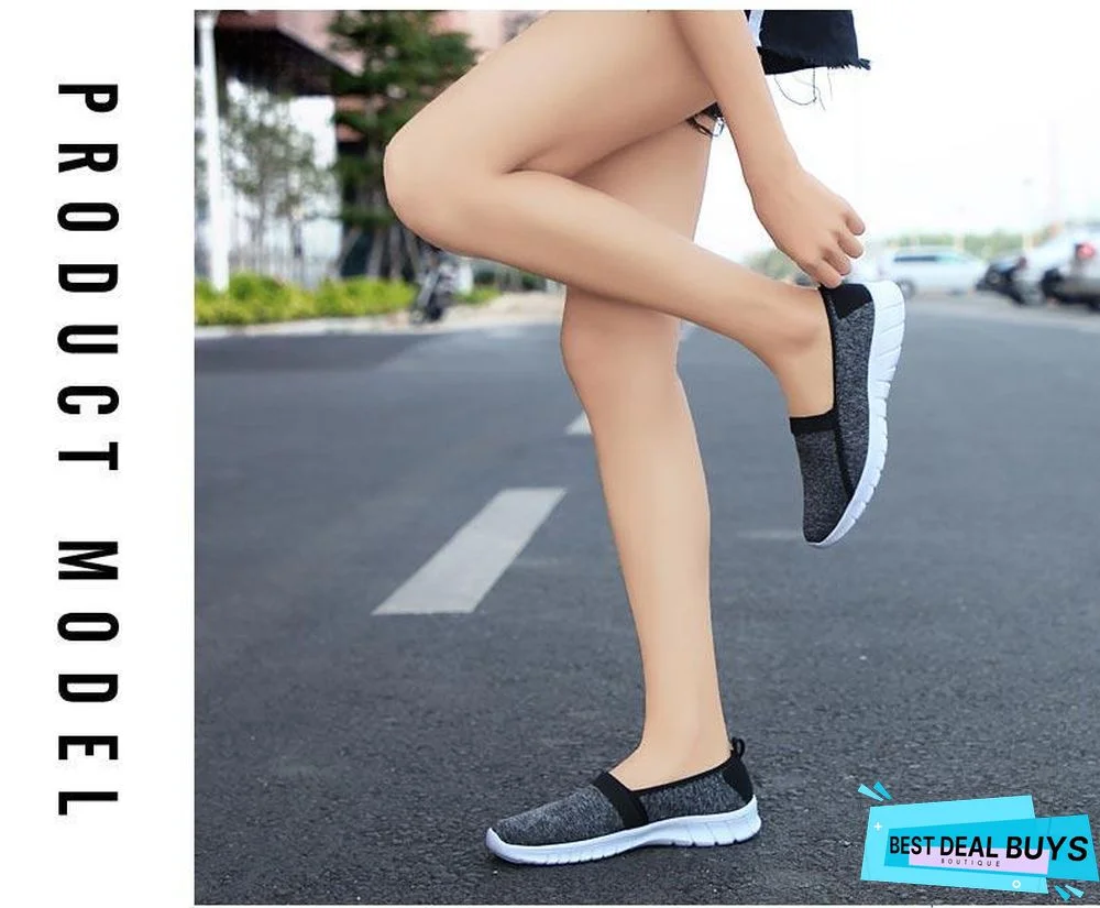 Women Slip On Loafers Plus Size Breathable Mesh Ballet Sneakers Flat Shoes