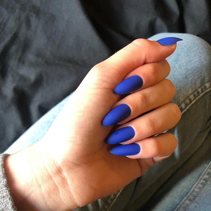 24Pcs Full Cover press on Pointed Head Scrub Fresh Temperament Orange false nails matte Wearable Stiletto Fake Nails with Glue-Nail Inspo