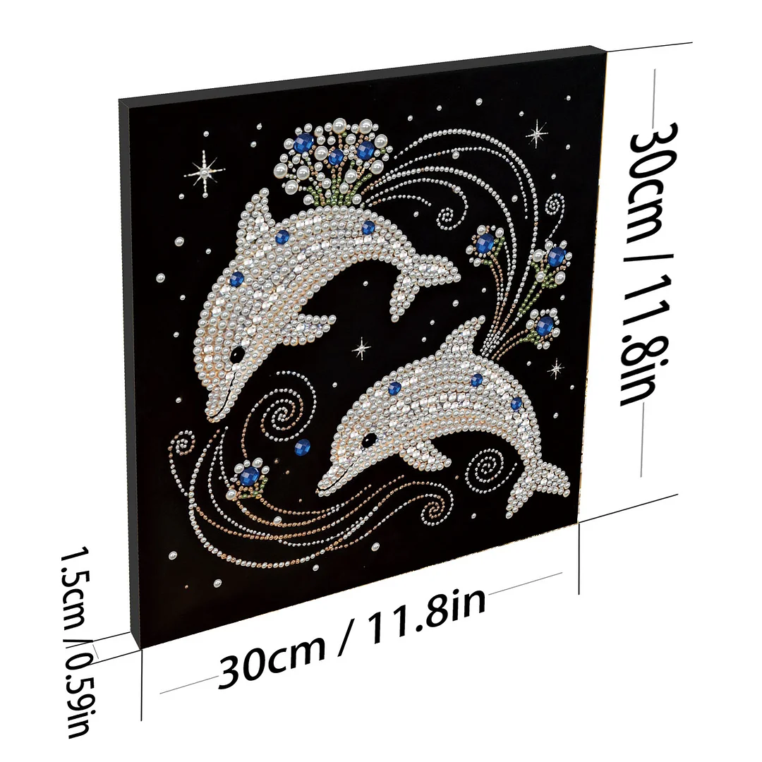 Dolphins DIY Pearl Art Diamond Painting With Frame 30x30cm for Adults Home Decor