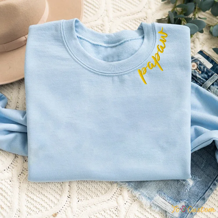 TOSCUSTOM™ Embroidered Personalized Grandfather Sweatshirts Custom Neckline Hoodies