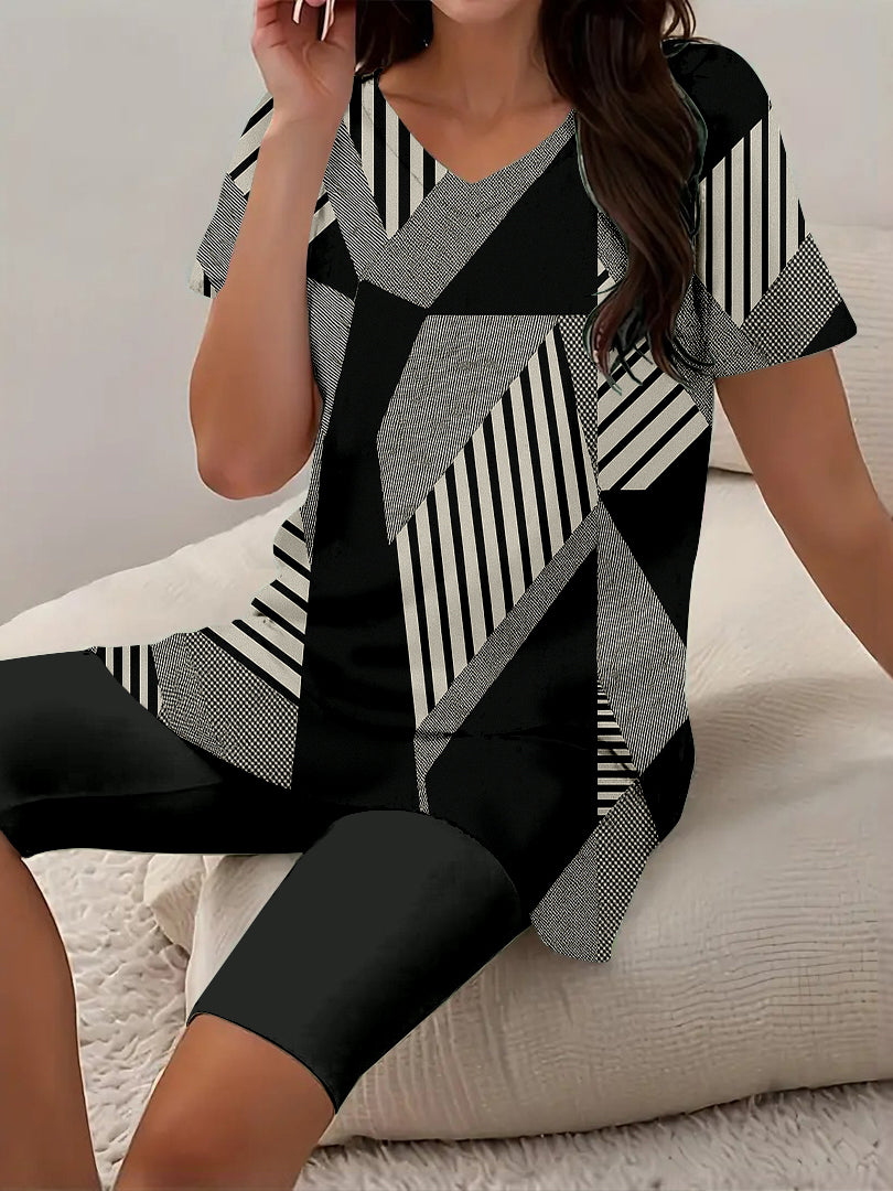 Women Long Sleeve V-neck Graphic Floral Printed Top