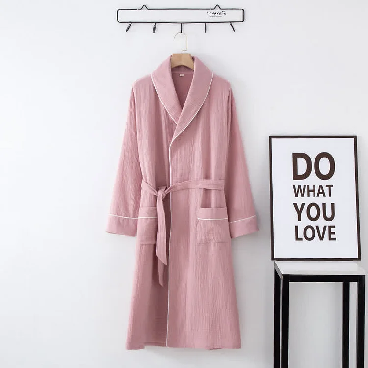 Solid Color Lapel Home Sleep Bathrobe Radinnoo.com