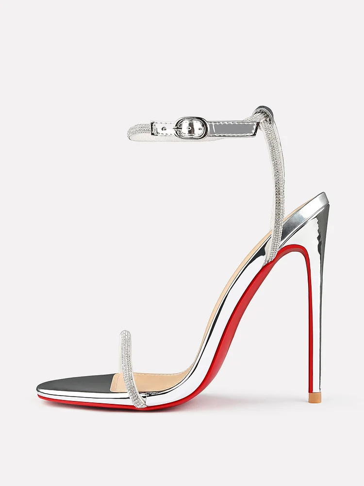 120mm Women's Open Toe Sandals Stiletto Red Bottom High Heels Ankle Strap Patent  Party  Banquet Elegance Shoes