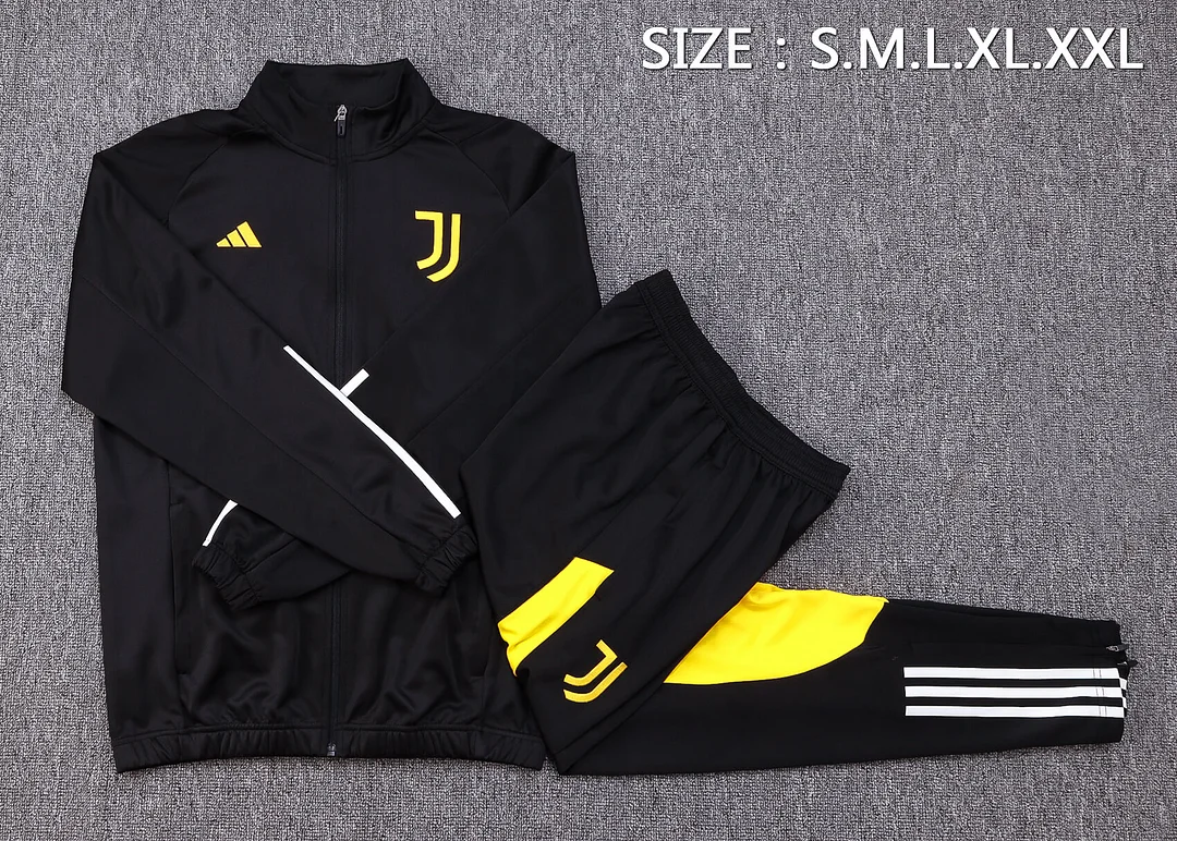 2023/2024 Juventus Long Zipped Jacket Black Soccer Jersey 1:1 Thai Quality