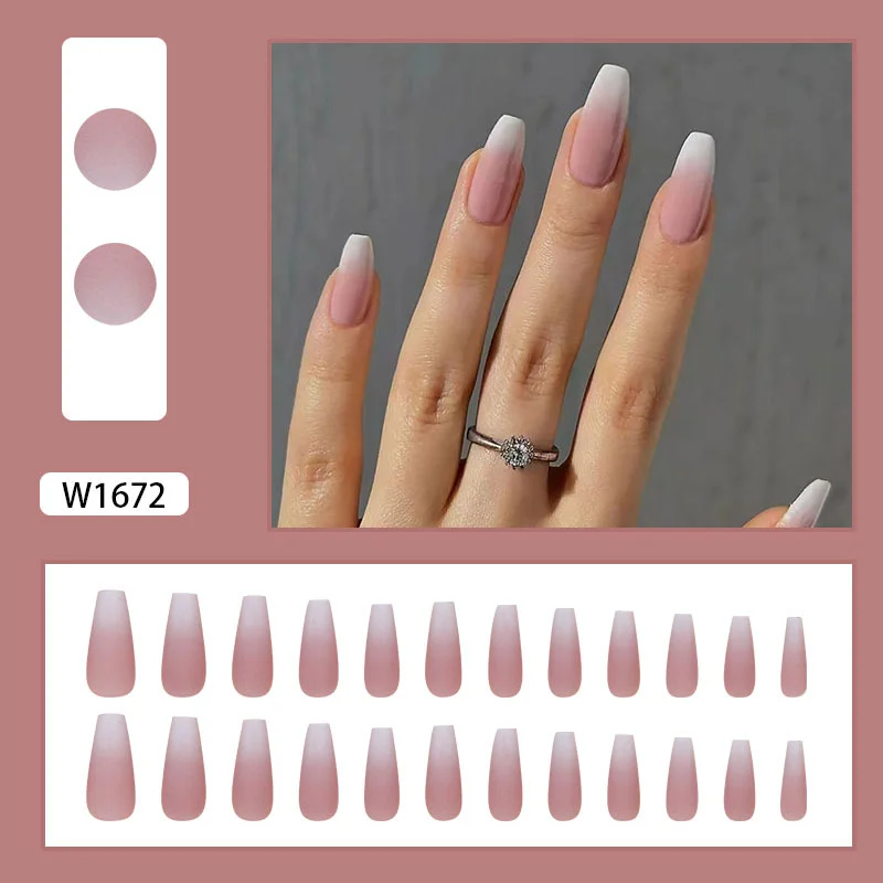 Churchf Churchf Nails Solid Color Wear Nail Scrub Gradient Removable Beauty Nail Piece Simple Nail Patch 24 Pieces