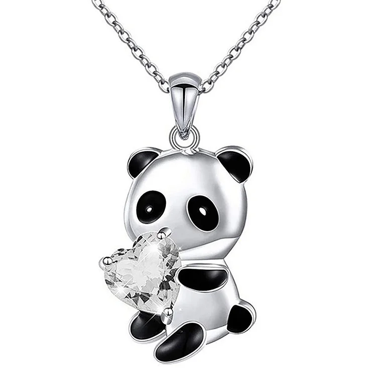 FREE Today: Cute Panda Zircon Heart Necklace