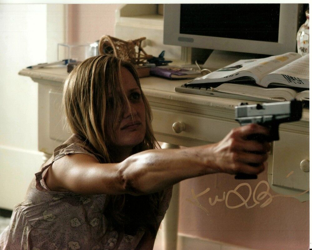 KERRY BISHE hand-signed RED STATE 8x10 uacc rd coa CLOSEUP W/ HANDGUN in-person