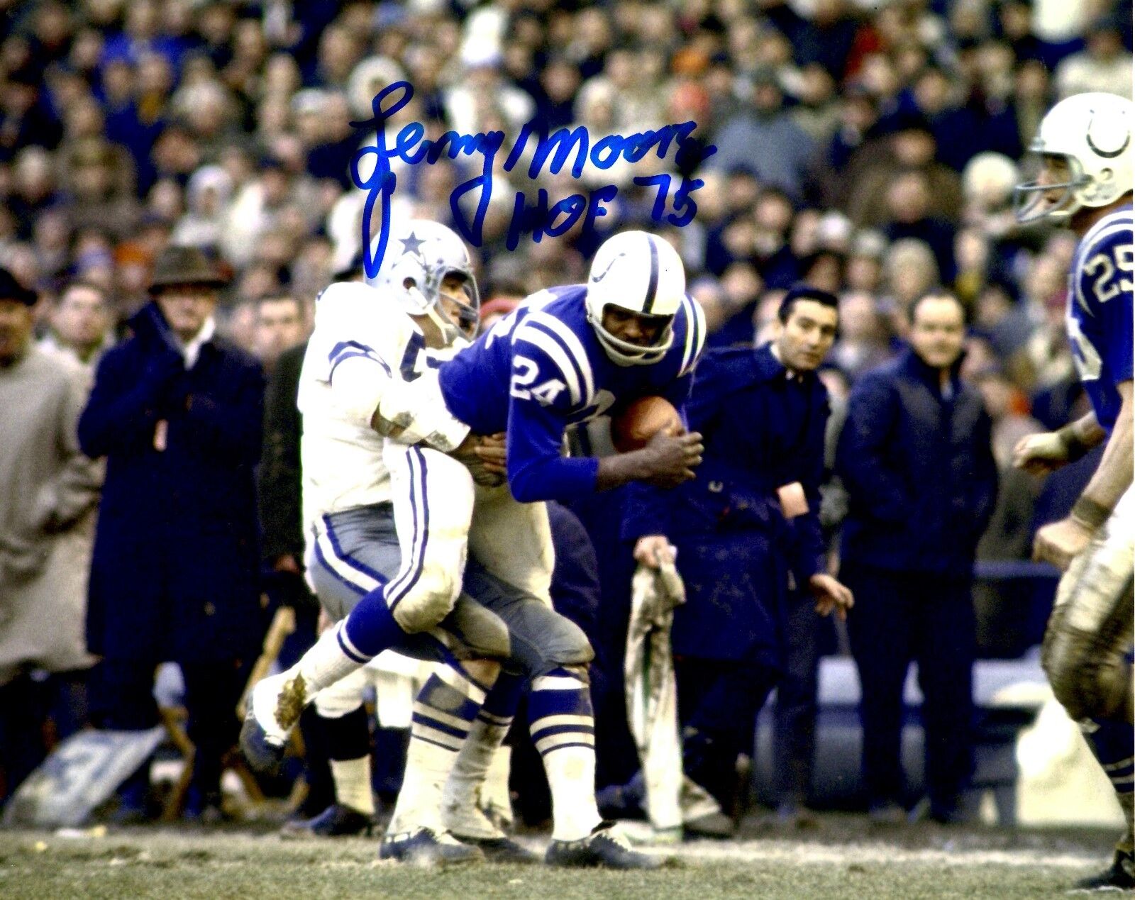 Autographed LENNY MOORE HOF 8X10 Baltimore Colts Photo Poster painting - w/COA