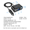 Car Cigarette Lighter Socket PD 22W Car Charger Adapter 2 Socket Digital Display