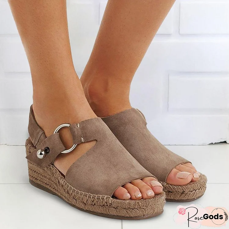 Women Arc Suede Espadrille Wedge Sandals