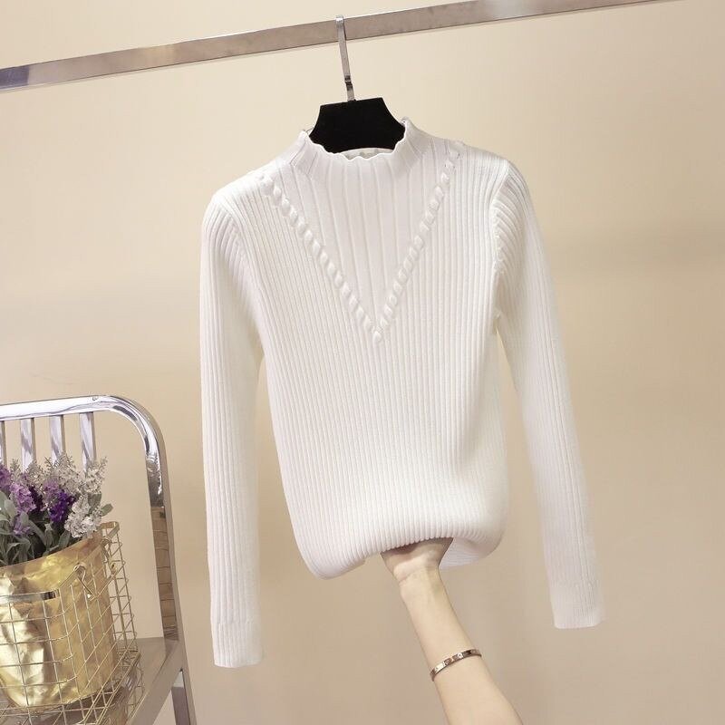 2020 Autumn Winter Turtleneck Women Sweater Long Sleeve Knitted Pullovers Tops Pull Femme Elasticity Casual Soft Jumper Jersey