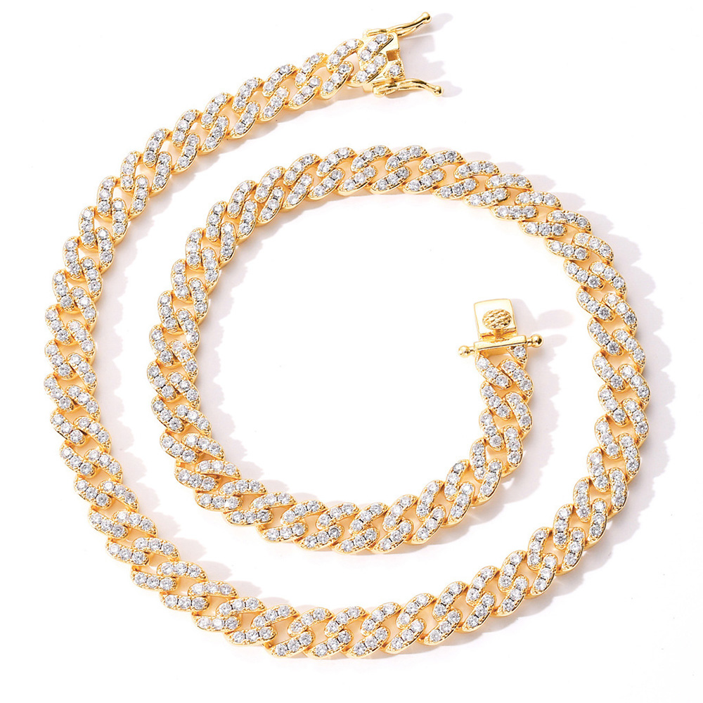 9MM Micro Pave Iced Out Cubic Zirconia Cuban Link Chains