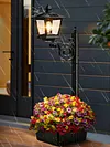 2 In 1 Outdoor Flower Pots Light with Planter Solar Lamp Post Light Freestanding Planters Lamp IP54 Waterproof Decorative Solar Lamp for Terrace Front Pedestrian Hall Decor