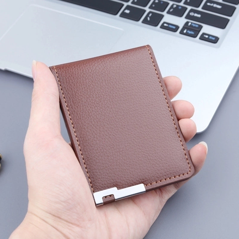 Men’s Solid Color Pu Leather Open Card Holders