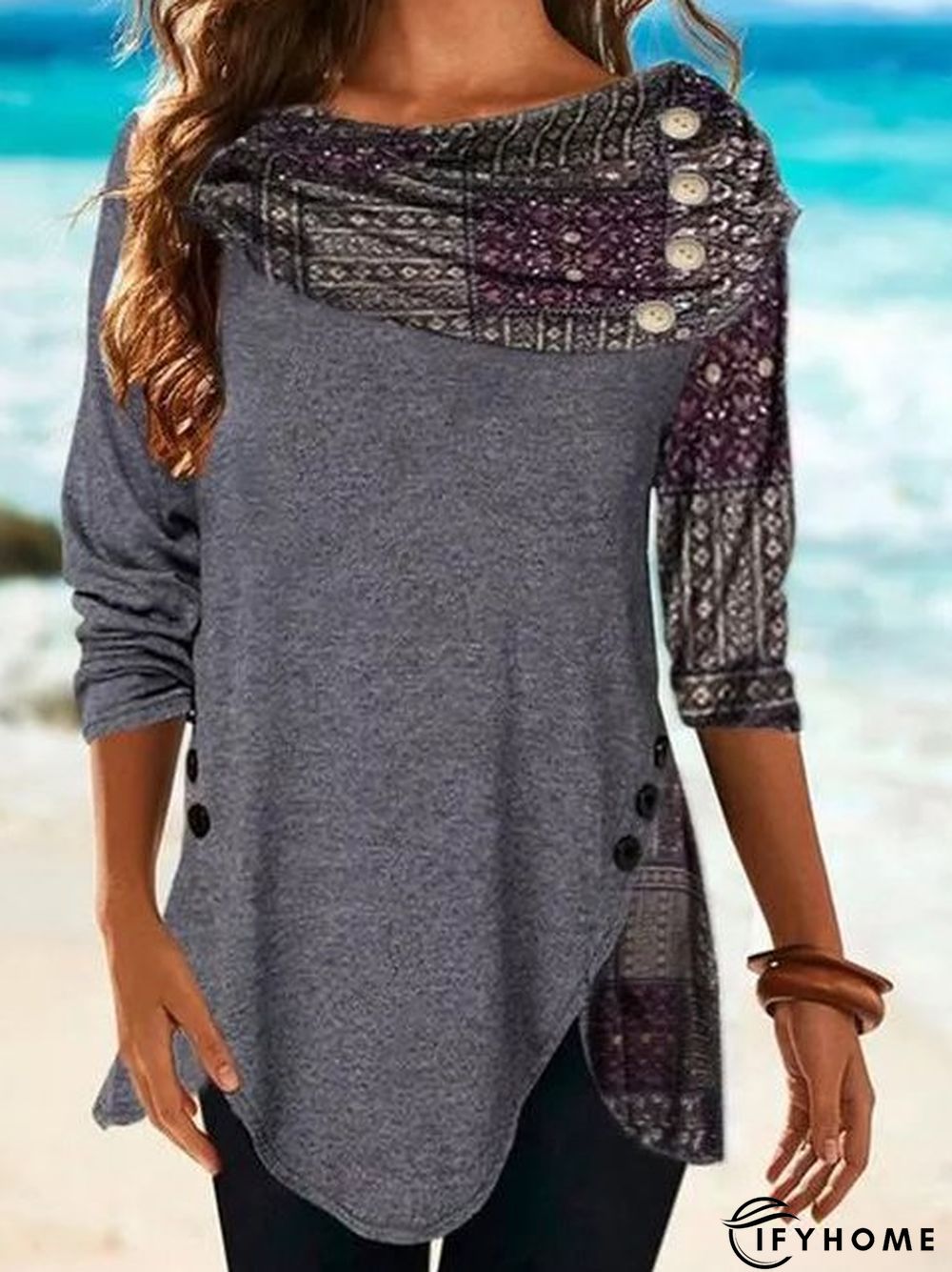 Striped Crew Neck Casual Loose Sweatshirt | IFYHOME