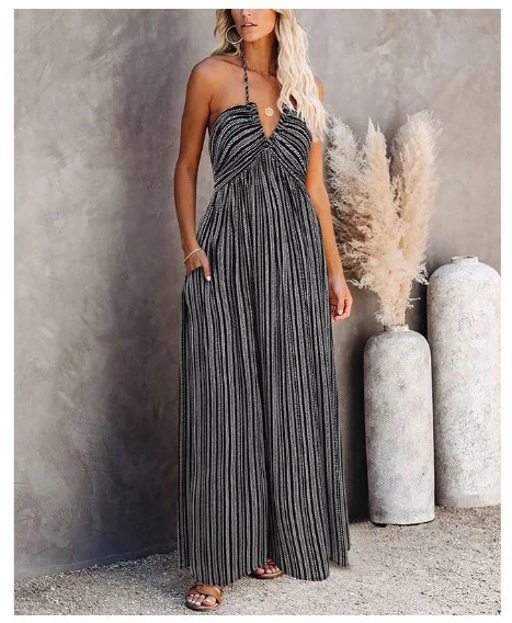 Holiday Style Adjustable Strap Backless Long Dress