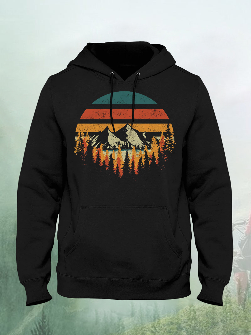 Men's Mountain Forest Deeply Wild Printed Crewneck Hoodie