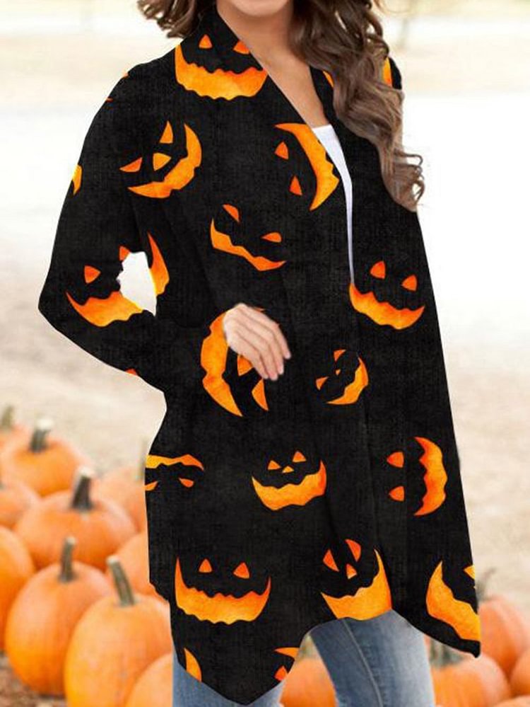 Halloween Digital Print Casual Cardigan Jacket-Mayoulove