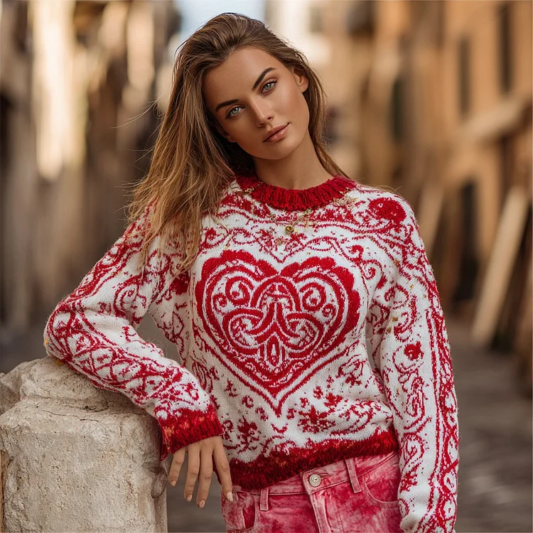 Women's Vintage Celtic Knot Eternal Love Art Pattern Sweater