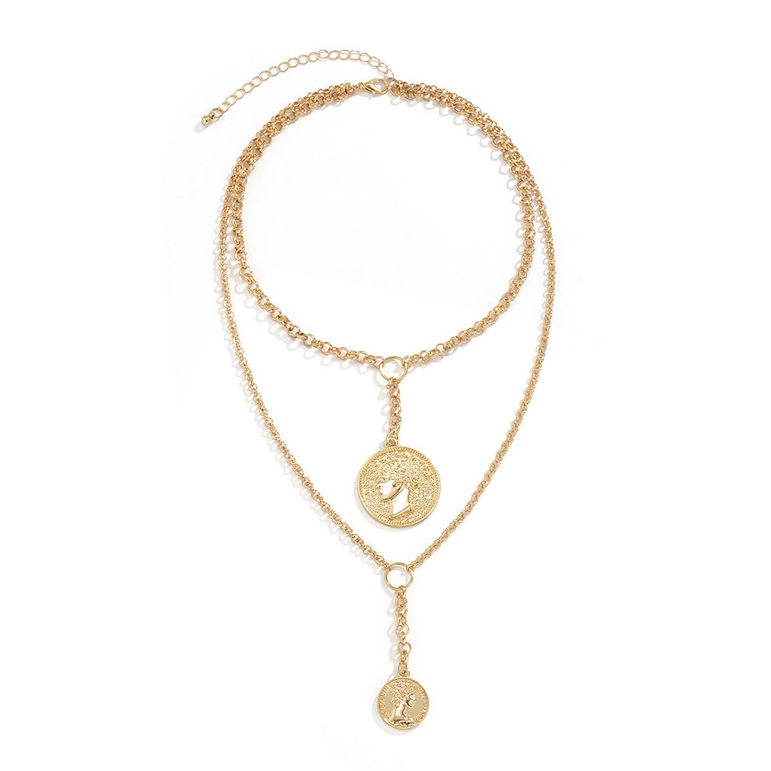 Personalized vintage portrait embossed necklace
