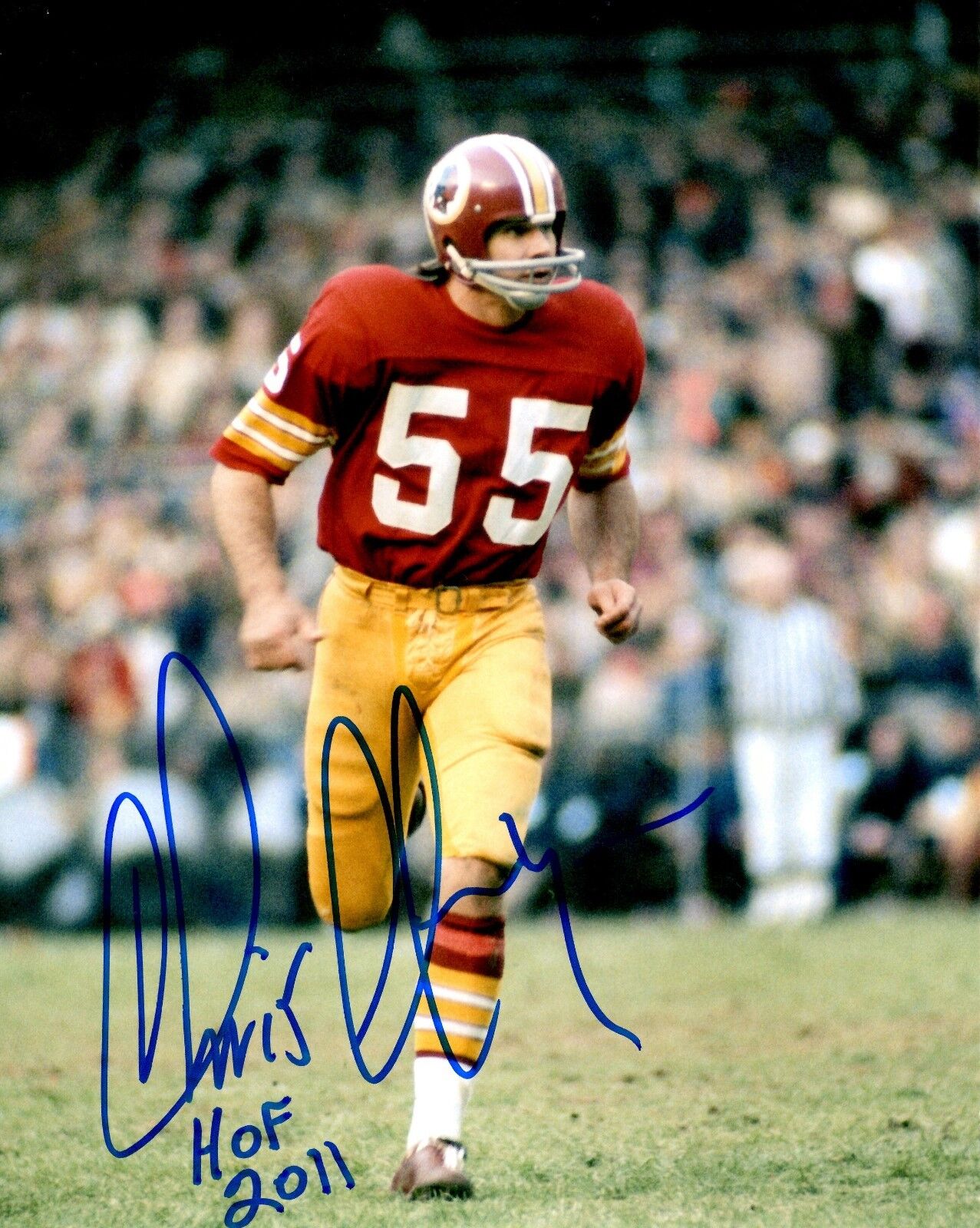 Signed 8x10 CHRIS HANBURGER HOF Washington Redskins Autographed Photo Poster painting - w/COA