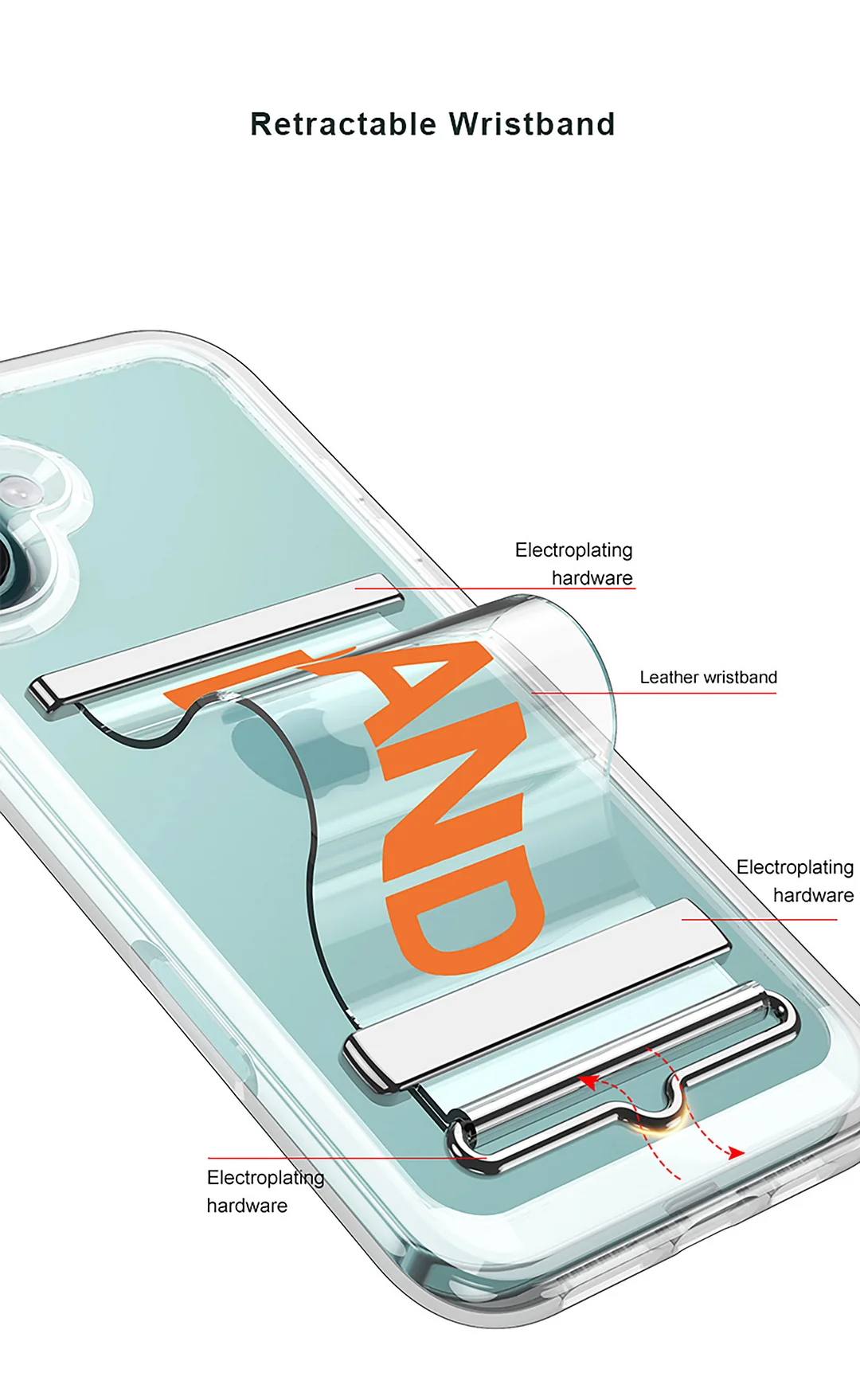 Suitable for iPhone 16 wristband bracket transparent mobile phone case