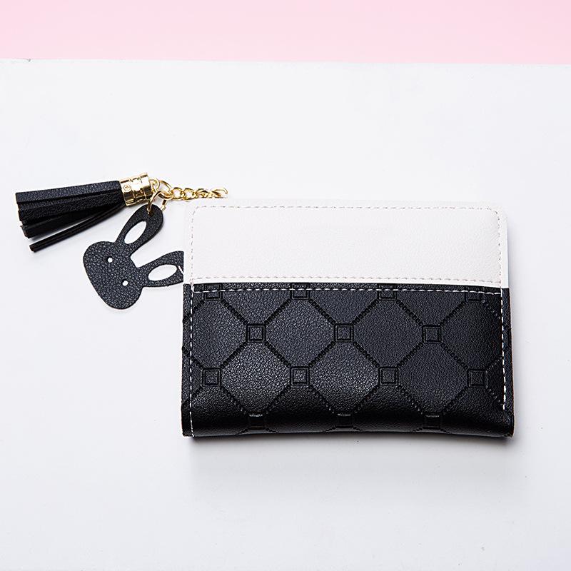Women's Small Wallet Short Zipper Folding Color Matching Embossed Women's Wallet