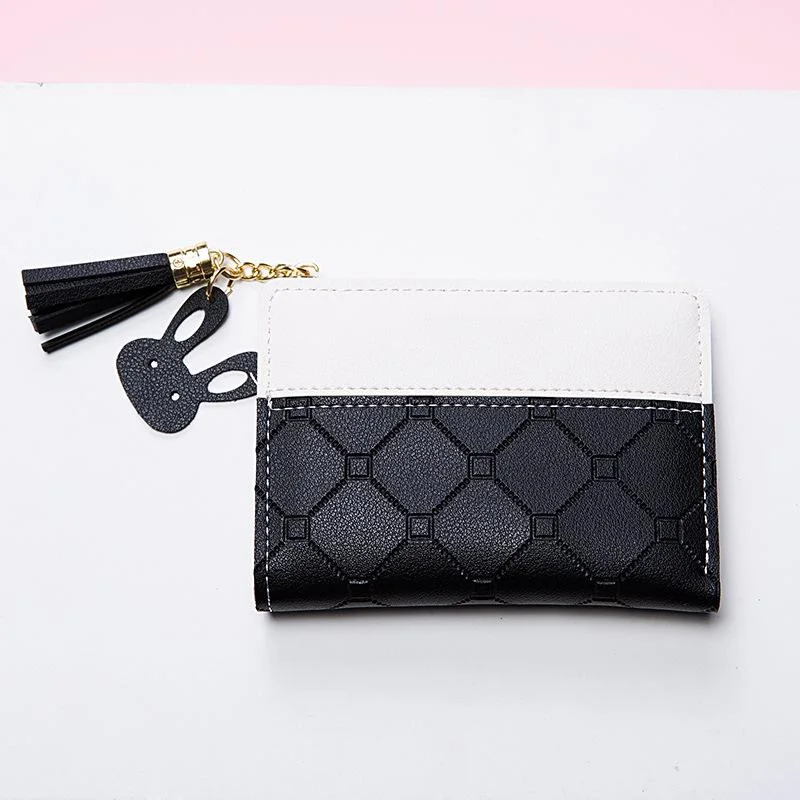 Women's Small Wallet Short Zipper Folding Color Matching Embossed Women's Wallet