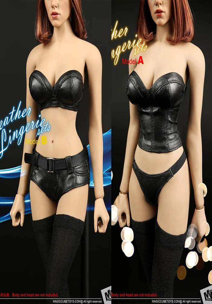 IN STOCK MCTOYS F-049 1/6 Women's Clothing Wrapped Chest Stockings Leather  Shorts Leather Underwear For 12'' Female Body
